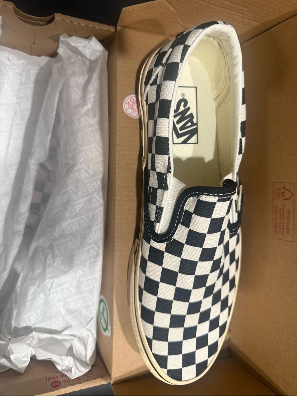 Vans Slip-On Checkerboard Canvas Shoe - Black & White